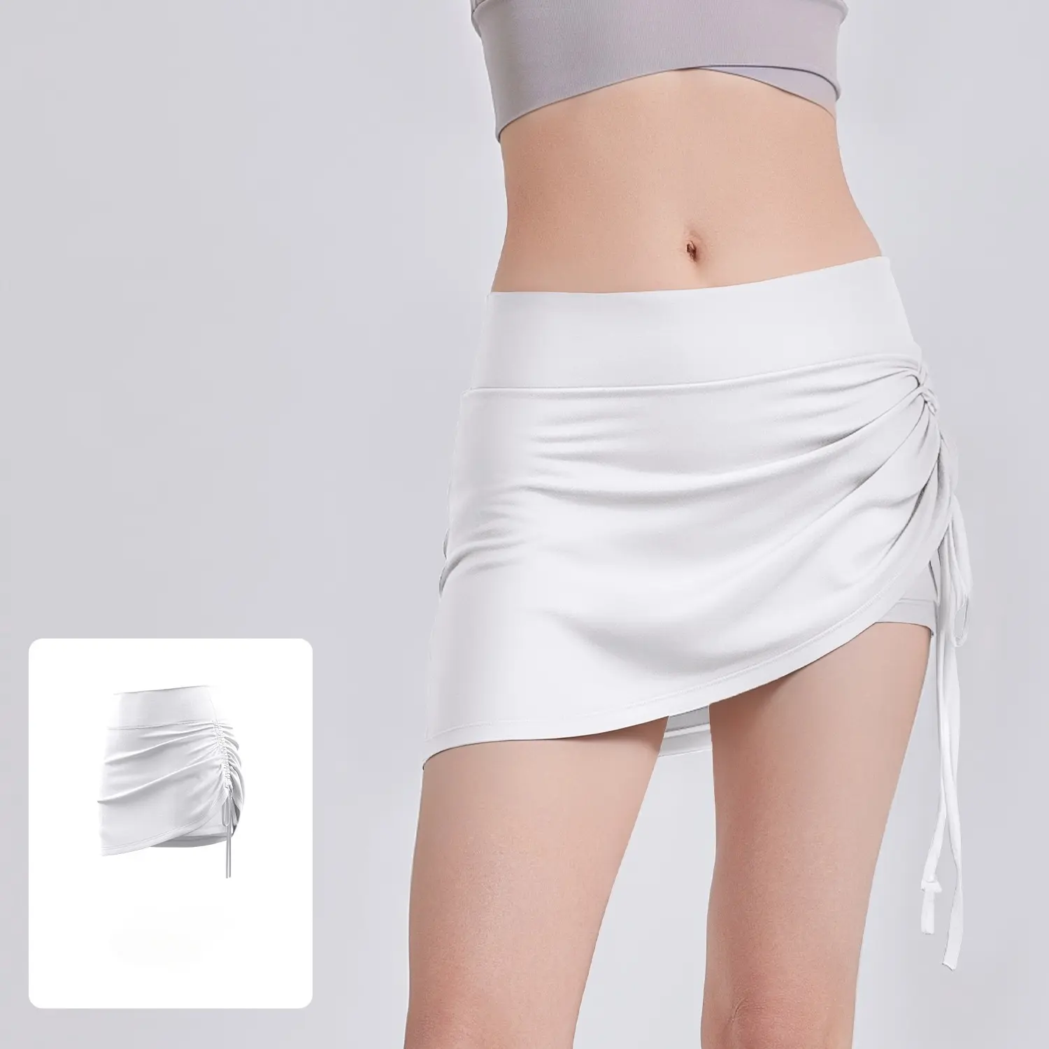 Sports Casual Drawstring Shorts Tight Quick-drying Short Skirt for Women's Fitness Running Sports Yoga Anti-light Skirt Pants