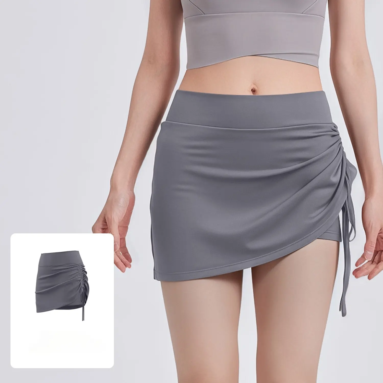 Sports Casual Drawstring Shorts Tight Quick-drying Short Skirt for Women's Fitness Running Sports Yoga Anti-light Skirt Pants