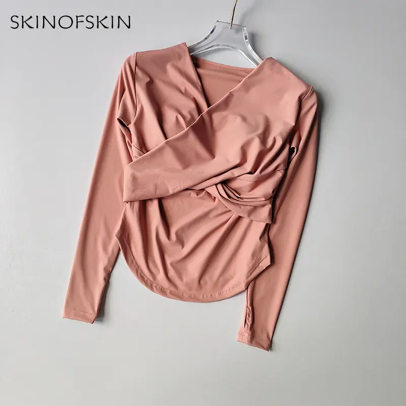 Naked New Sportswear Cross Top Running Outwear Women's One-piece Cup Long Sleeved Shirts Sexy Shade Yoga Clothes Fitness Clothes
