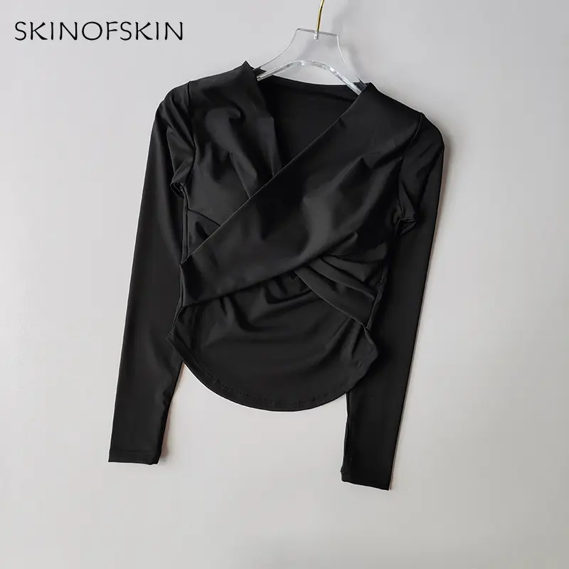 Naked New Sportswear Cross Top Running Outwear Women's One-piece Cup Long Sleeved Shirts Sexy Shade Yoga Clothes Fitness Clothes