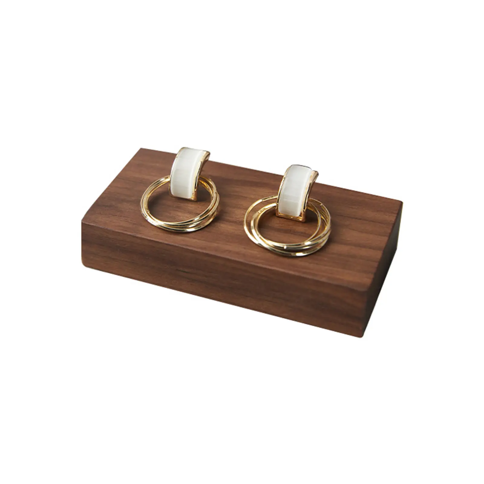 Vintage Walnut Wood Jewelry Displays Holder Rack Dark Brown High-end Display Stand Storage Photo Props Rings Earring Necklace