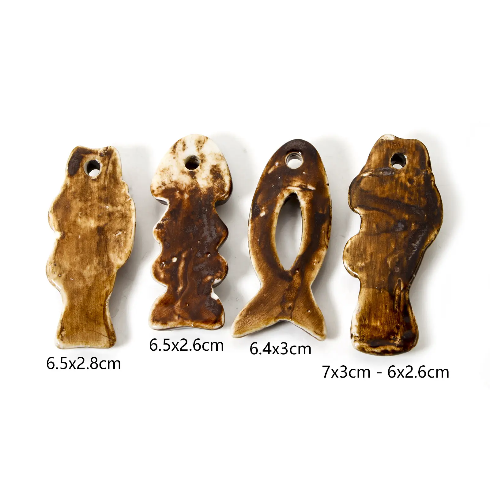 1 Piece Ceramic Ocean Fish Charms Brown Animal Pendant For Jewelry Making Necklace DIY Findings