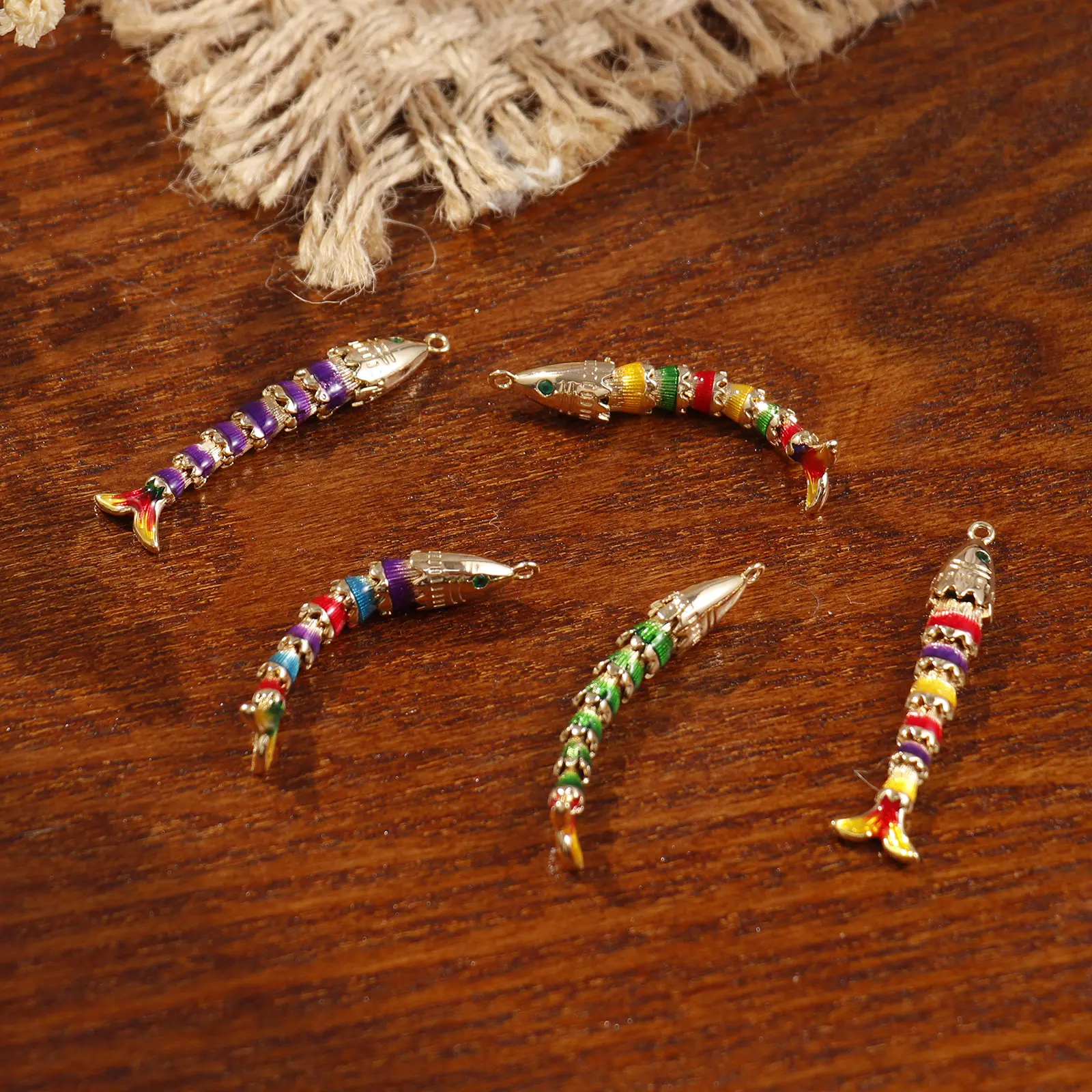 1 Piece 3D Brass Ocean Movable Fish Jewelry Pendants 18K Gold Plated Multicolor Enamel Charm For DIY Necklace Making 47mm x 8mm