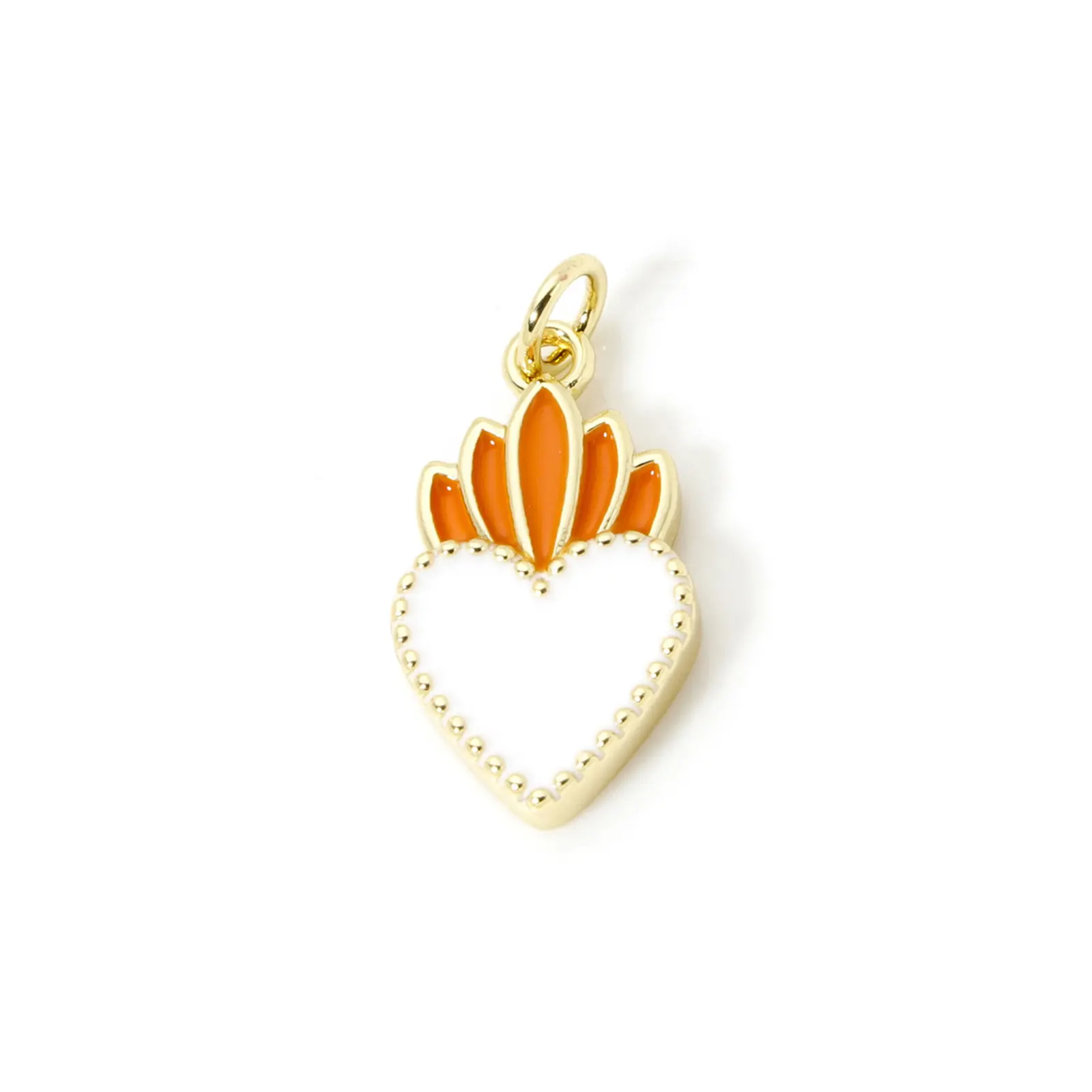1 Piece Brass Religious Charms 18K Real Gold Plated Enamel Ex Voto Heart Pendants For DIY Neckalce Jewerly Making 23mm x 11mm