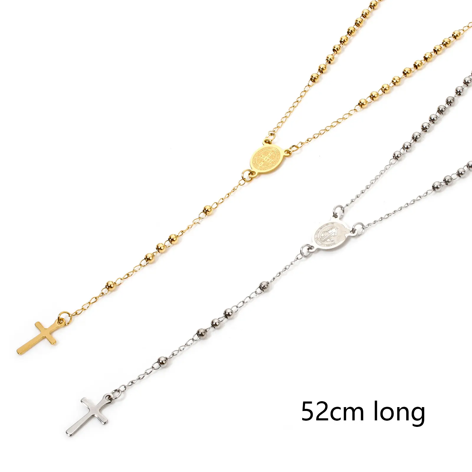 304 Stainless Steel Religious Necklace Cross Pendant Virgin Mary for Women Men Jewelry Gifts Overall 53cm long, 1 Piece