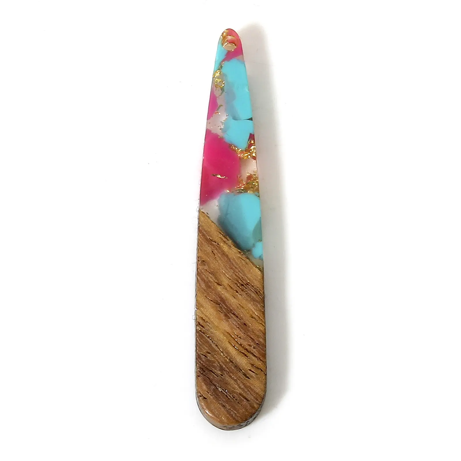 5 PCs Resin & Wood Pendants Multicolor Drop Gravels Chips Chamrs For Earrings Necklace Diy Jewelry Making Findings 4.4cm x 0.8cm