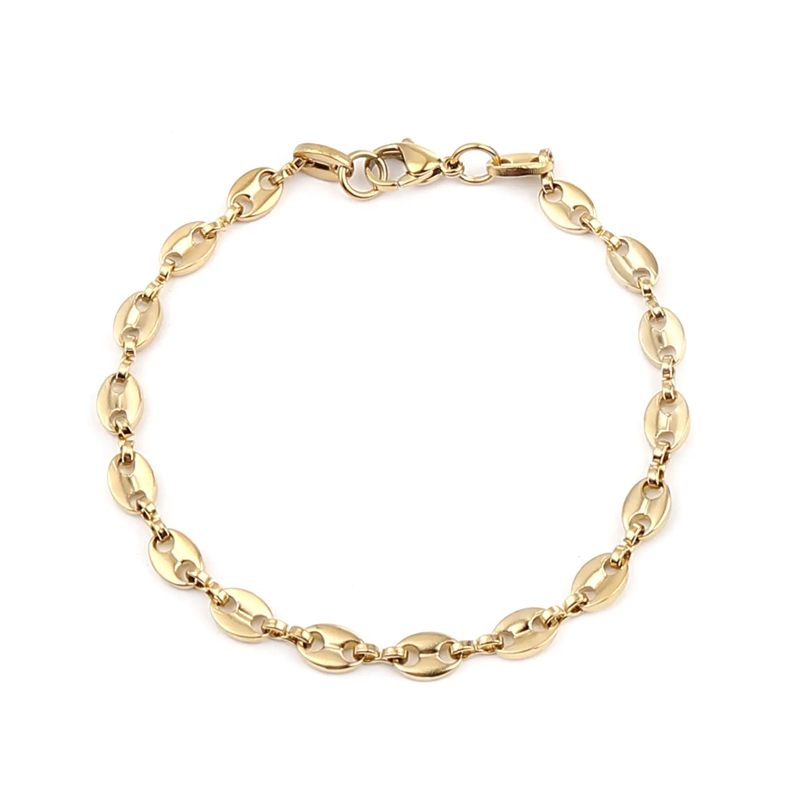 Fashion Stainless Steel Anklet Gold Color Coffee Bean Chain Anklet Bracelets For Women Summer Beach Barefoot Show Gift ,1 Piece