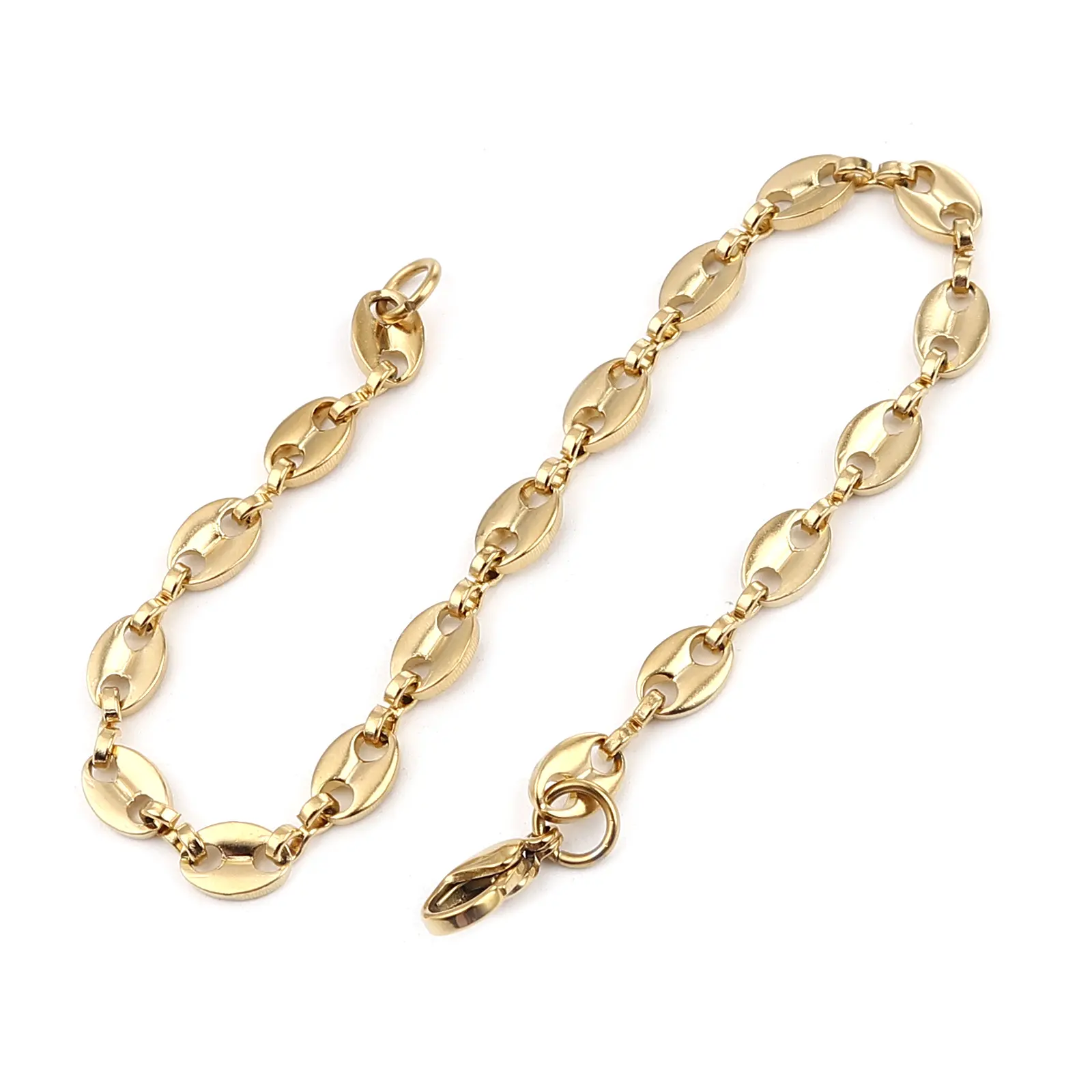 Fashion Stainless Steel Anklet Gold Color Coffee Bean Chain Anklet Bracelets For Women Summer Beach Barefoot Show Gift ,1 Piece