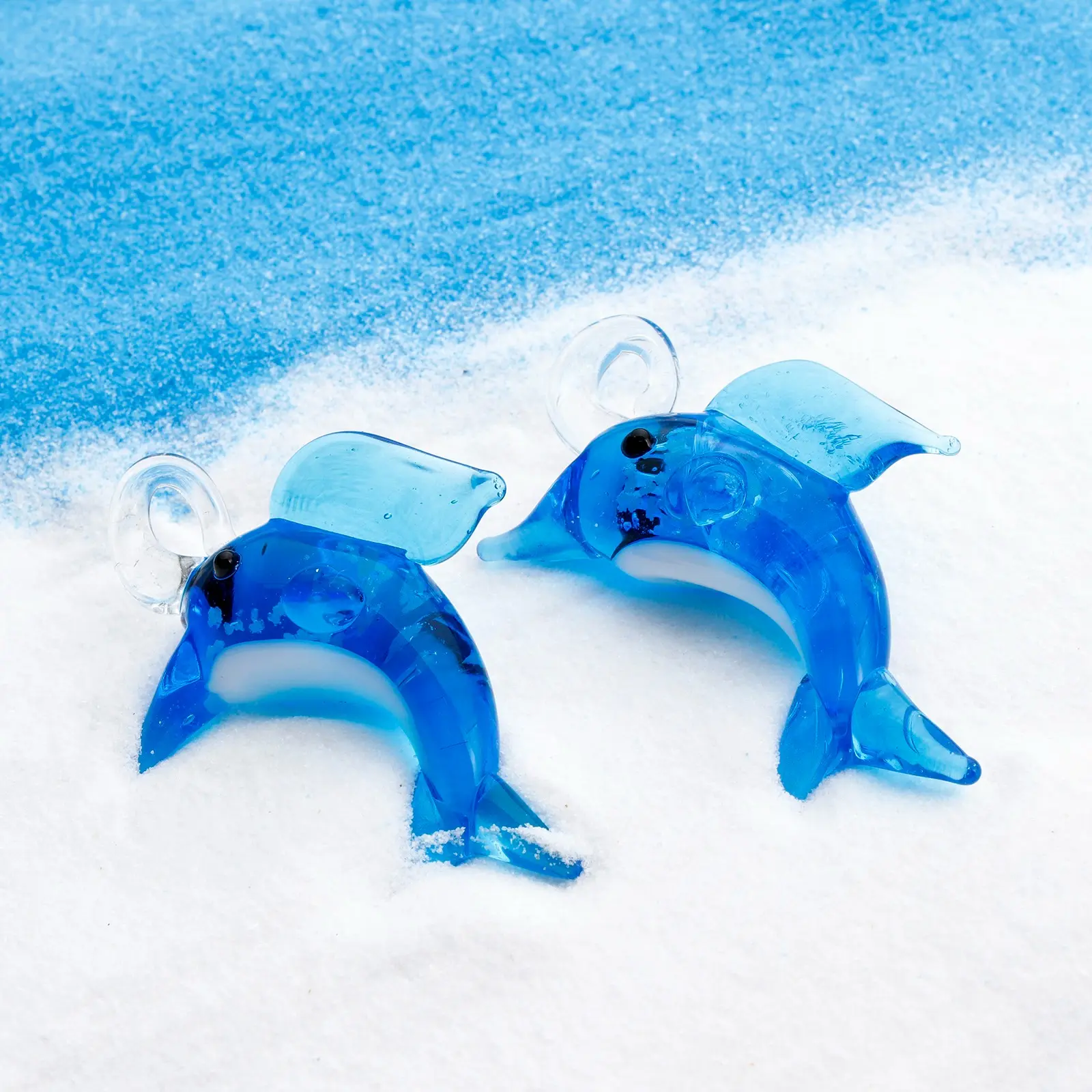 2 PCs 3D Lampwork Glass Blue Whale Goldfish Animal Ocean Jewelry Necklace Pendants Jellyfish Aquarium Decor Craft Ornaments