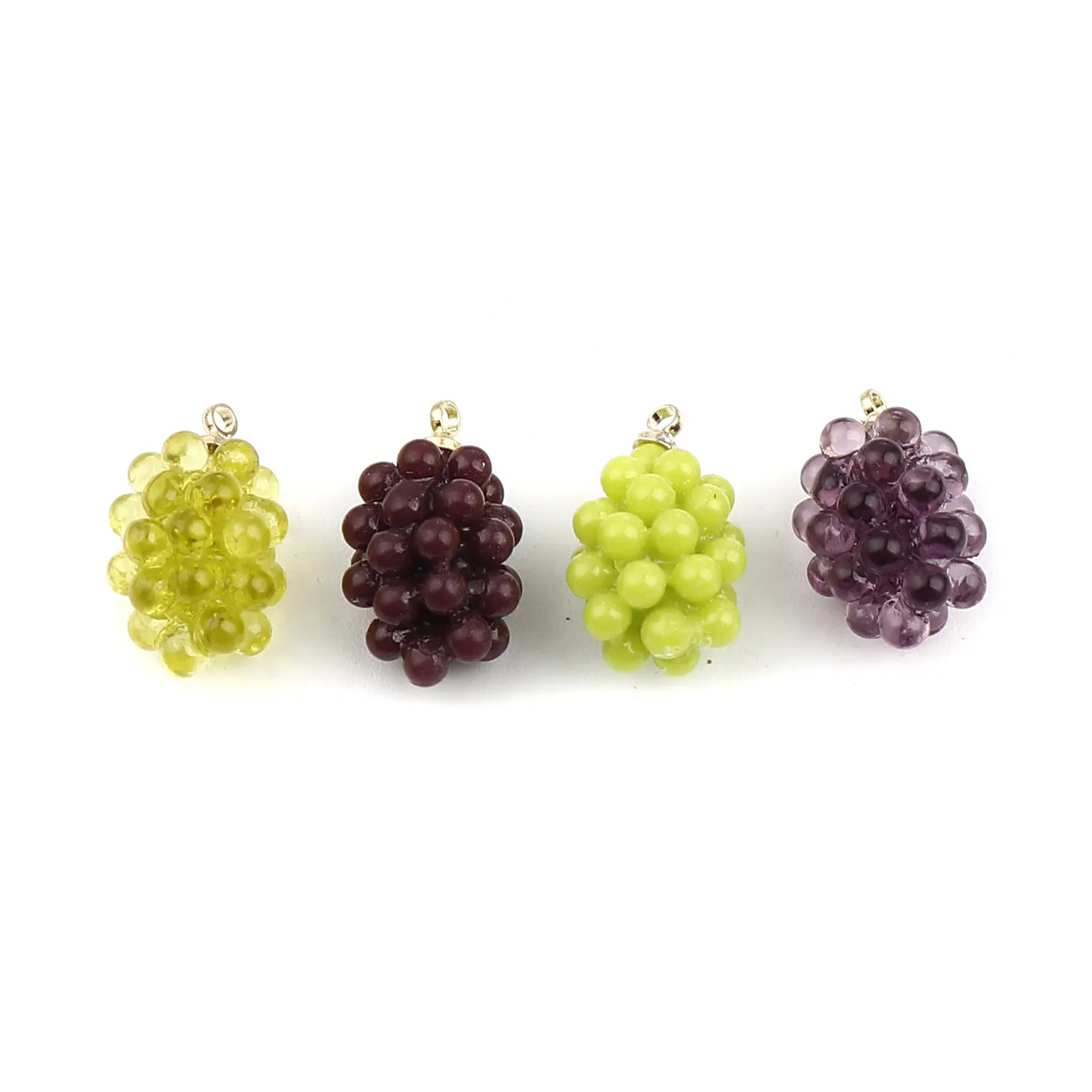 3/5 PCs Green Purple Fruit Grape Charms Zinc Based Alloy Simulation Resin Fruit Grape Pendants Gold Color For DIY Making Jewelry