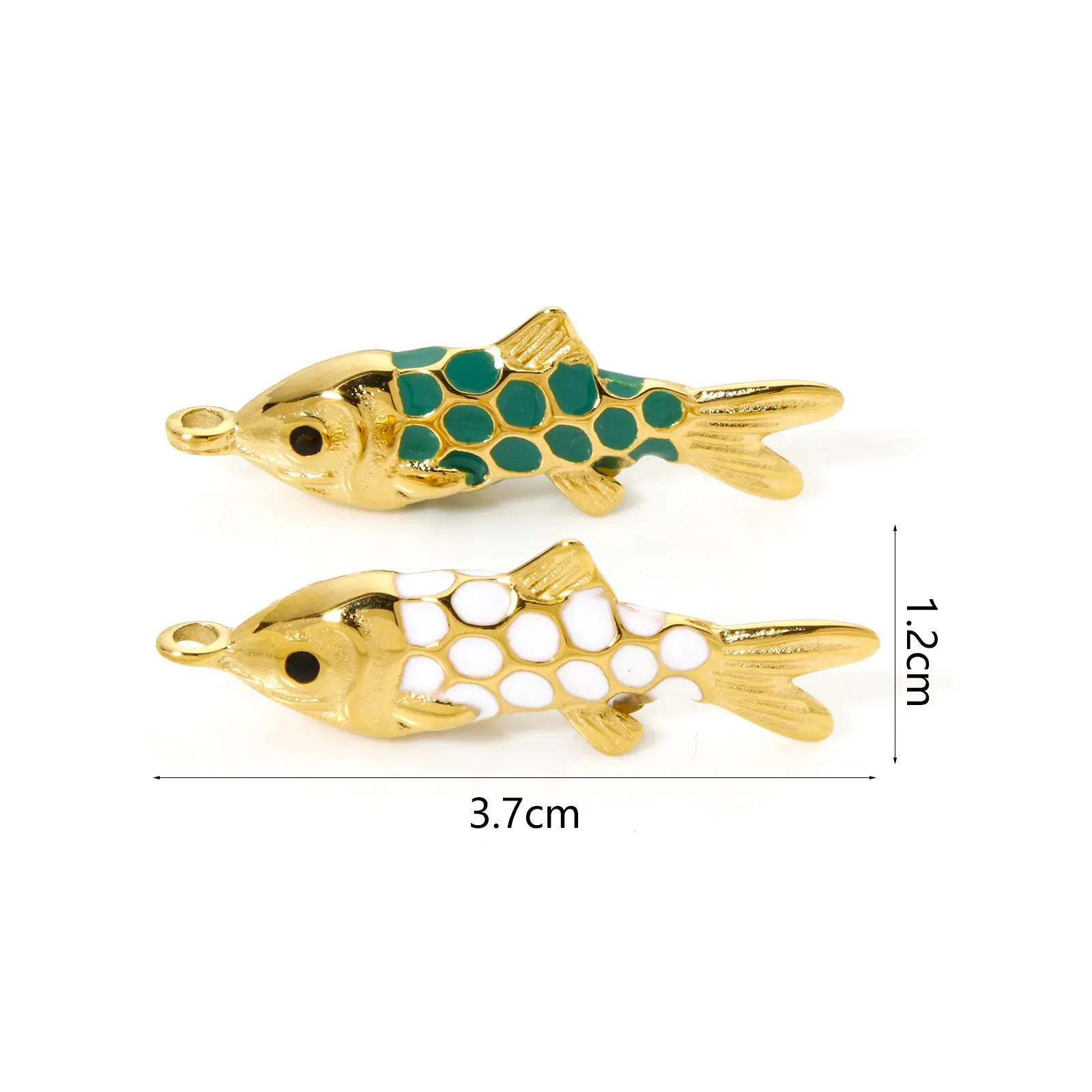 1Piece 304 Stainless Steel Ocean Jewelry Pendants 14K Gold Plated Fish Animal Enamel Charms For DIY Jewelry Making 3.7cm x 1.2cm