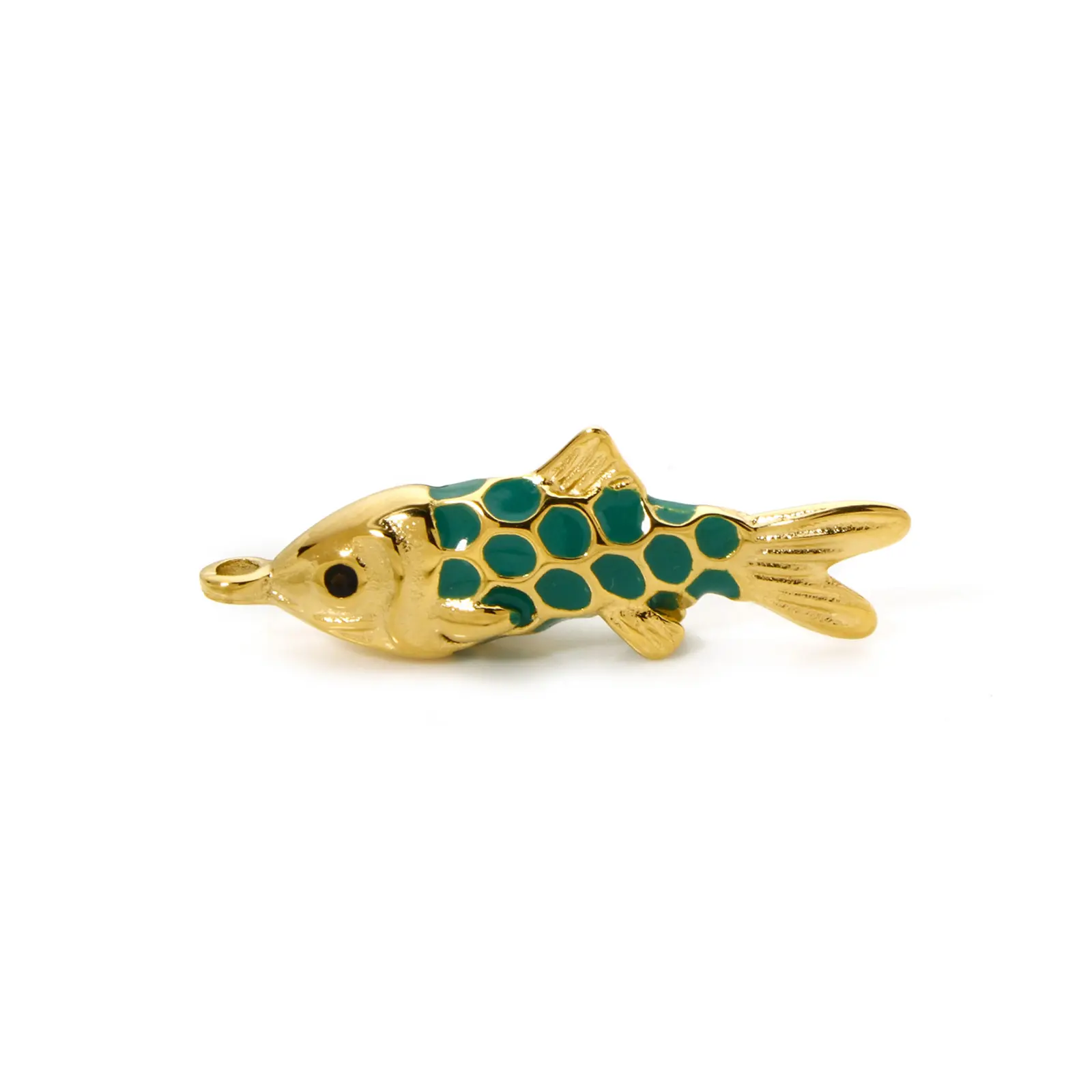 1Piece 304 Stainless Steel Ocean Jewelry Pendants 14K Gold Plated Fish Animal Enamel Charms For DIY Jewelry Making 3.7cm x 1.2cm