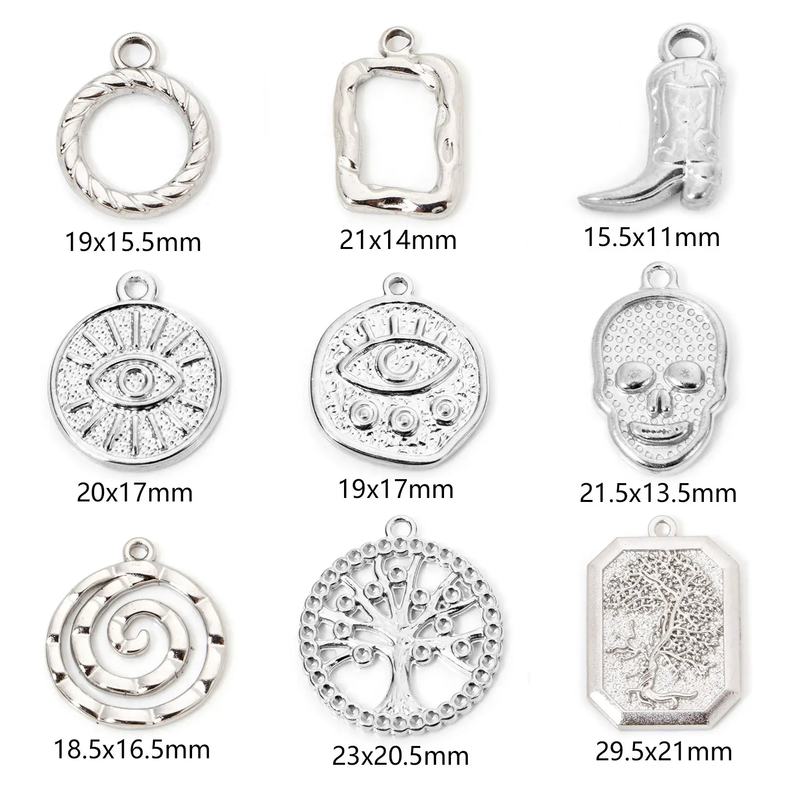 2 PCs 304 Stainless Steel West Cowboy Charm Pendant Boots Tree of Life For DIY Necklace Bracelets Jewelry Findings