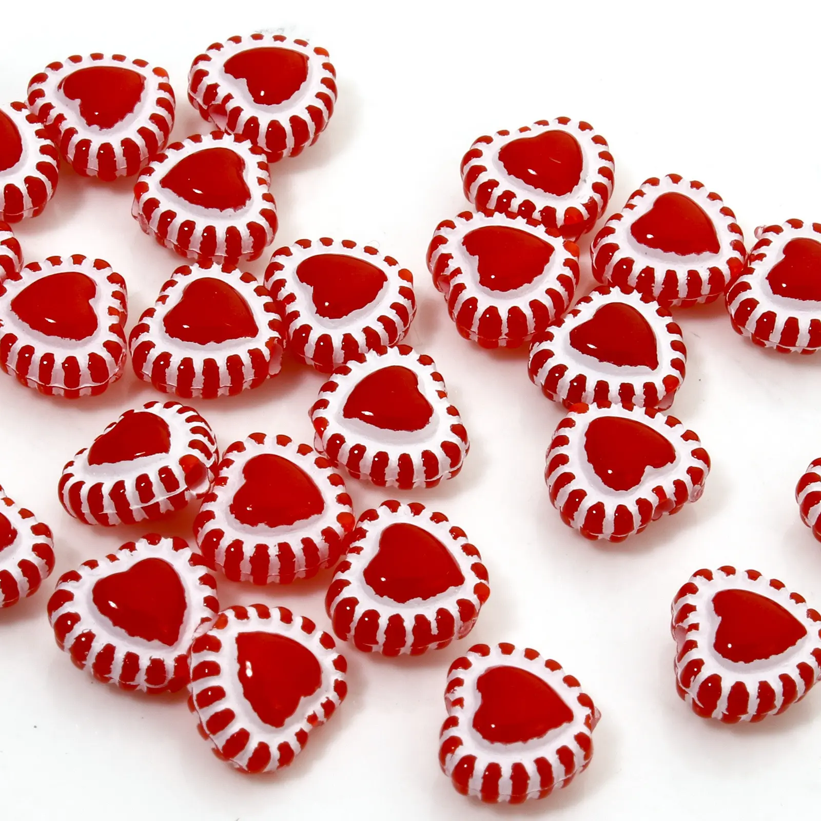 100 PCs Multicolor Acrylic Valentine's Day Beads For DIY Jewelry Making Opaque Heart About 7mm x 6mm, Hole: Approx 1.2mm