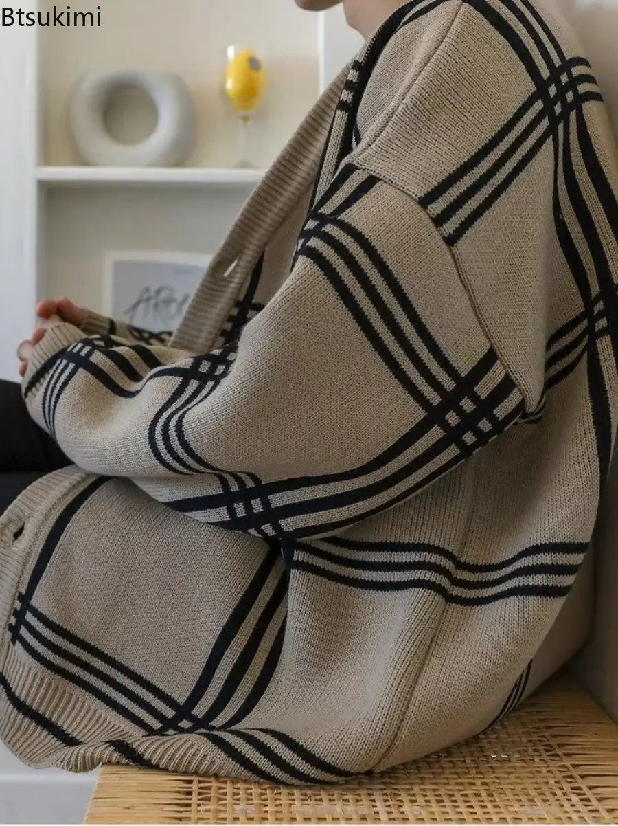 Men's Knitted Cardigan Jacket 2025 Spring and Autumn New Casual Trend Versatile Outdoor Sweater Jacketcoat Male Street Clothing