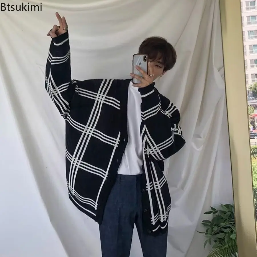 Men's Knitted Cardigan Jacket 2025 Spring and Autumn New Casual Trend Versatile Outdoor Sweater Jacketcoat Male Street Clothing