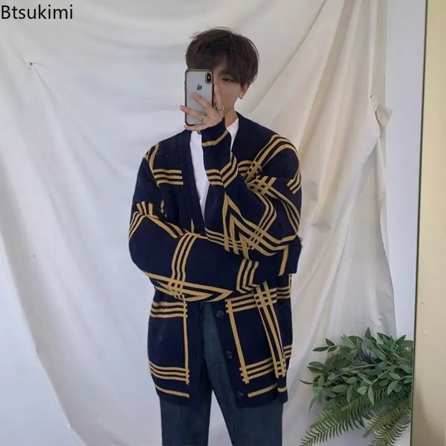 Men's Knitted Cardigan Jacket 2025 Spring and Autumn New Casual Trend Versatile Outdoor Sweater Jacketcoat Male Street Clothing