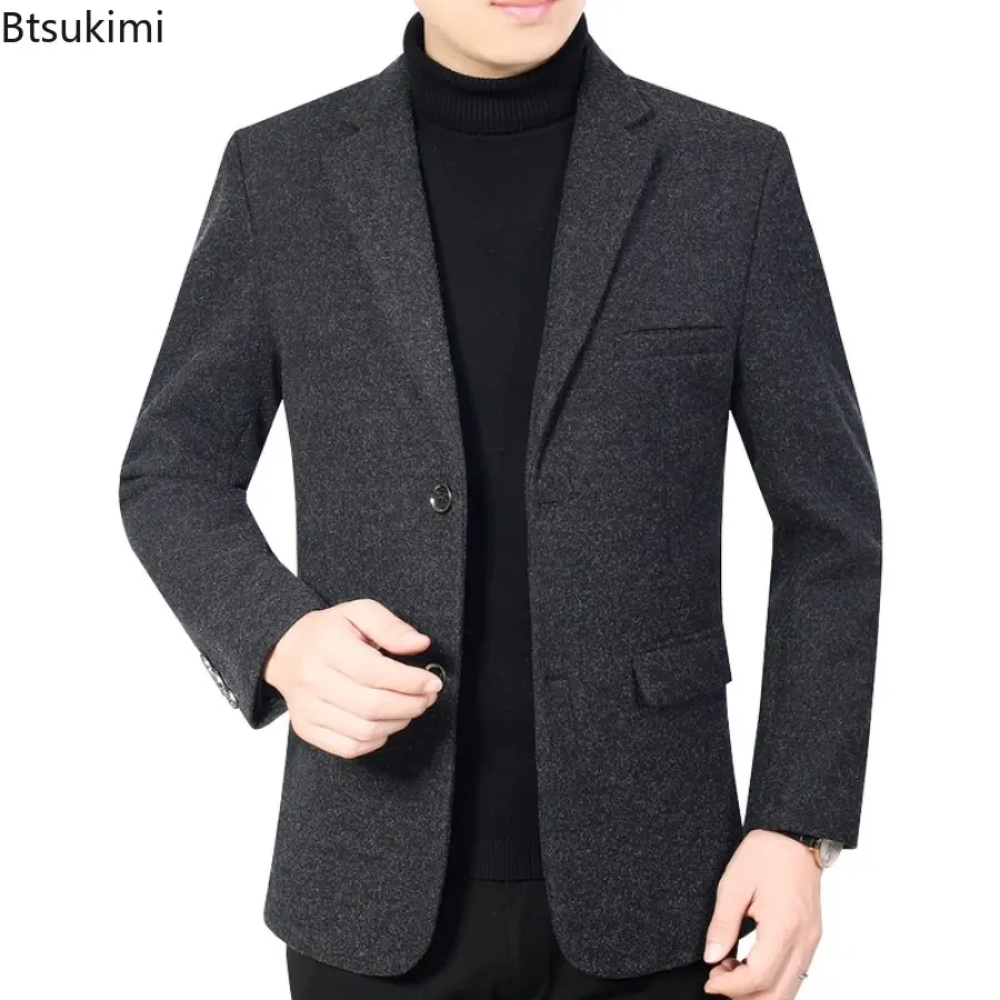 2025 Autumn and Winter New Suit Middle-aged Men's Fashion Casual Business Classic Wool Suit Jacket Solid Slim Non-ironing Coats