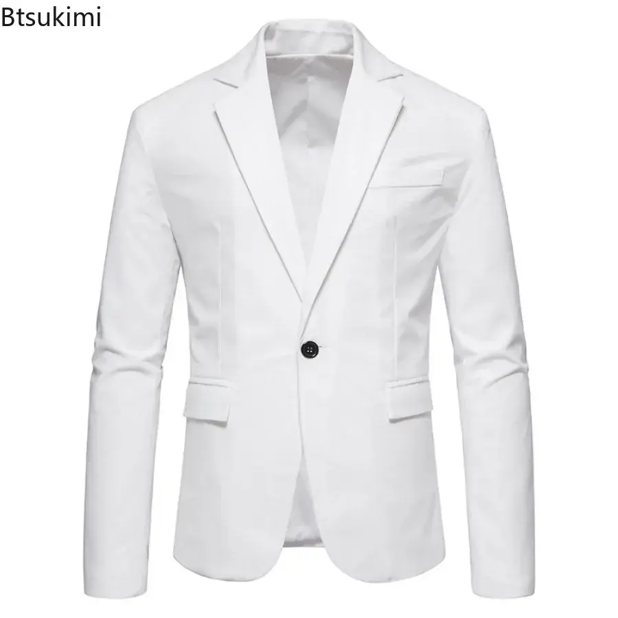 New Business Casual Suit Jacket High-grade Men's Suede Single Button Solid Slim Blazers 2025 Male Wedding Groom Dress Suit Tops