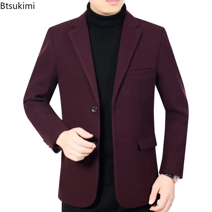 2025 Autumn and Winter New Suit Middle-aged Men's Fashion Casual Business Classic Wool Suit Jacket Solid Slim Non-ironing Coats