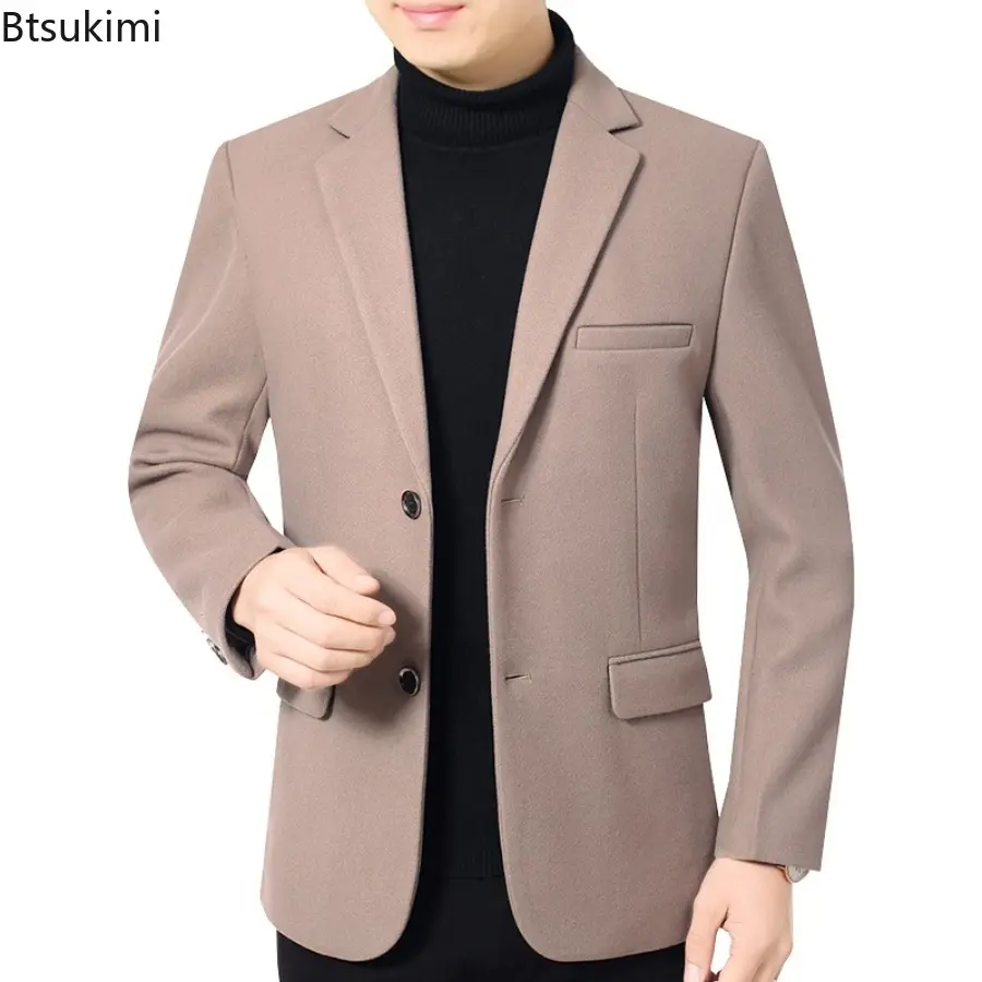 2025 Autumn and Winter New Suit Middle-aged Men's Fashion Casual Business Classic Wool Suit Jacket Solid Slim Non-ironing Coats