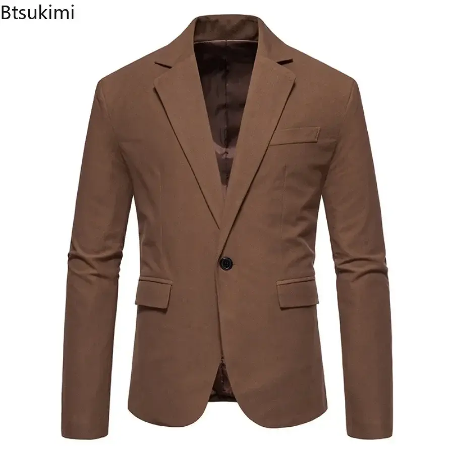 New Business Casual Suit Jacket High-grade Men's Suede Single Button Solid Slim Blazers 2025 Male Wedding Groom Dress Suit Tops