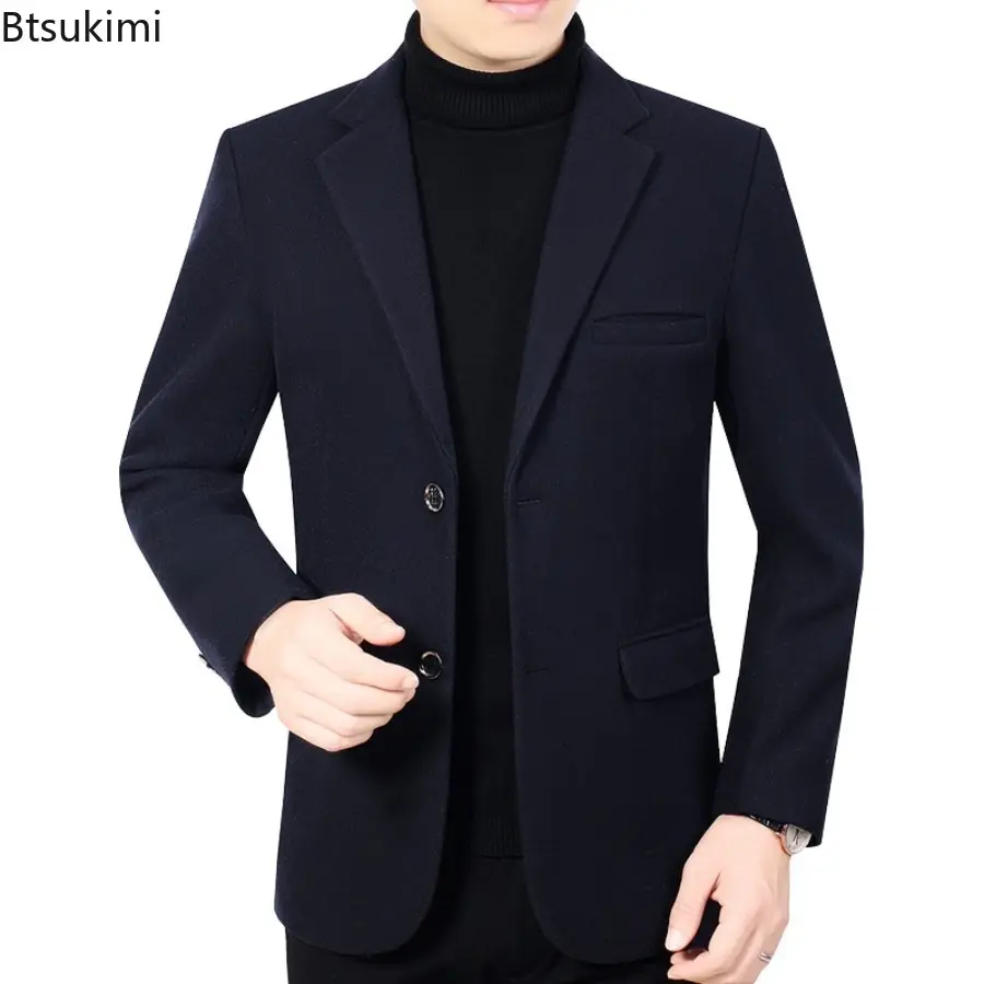 2025 Autumn and Winter New Suit Middle-aged Men's Fashion Casual Business Classic Wool Suit Jacket Solid Slim Non-ironing Coats