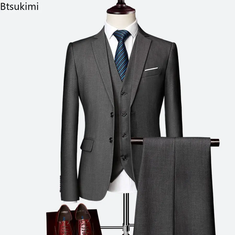2025 New High-end Brand Business Formal Clothes Fashion England Style Men's Suit Thress-pieces (Jacket+Pants+Vest) Plus Size 6XL