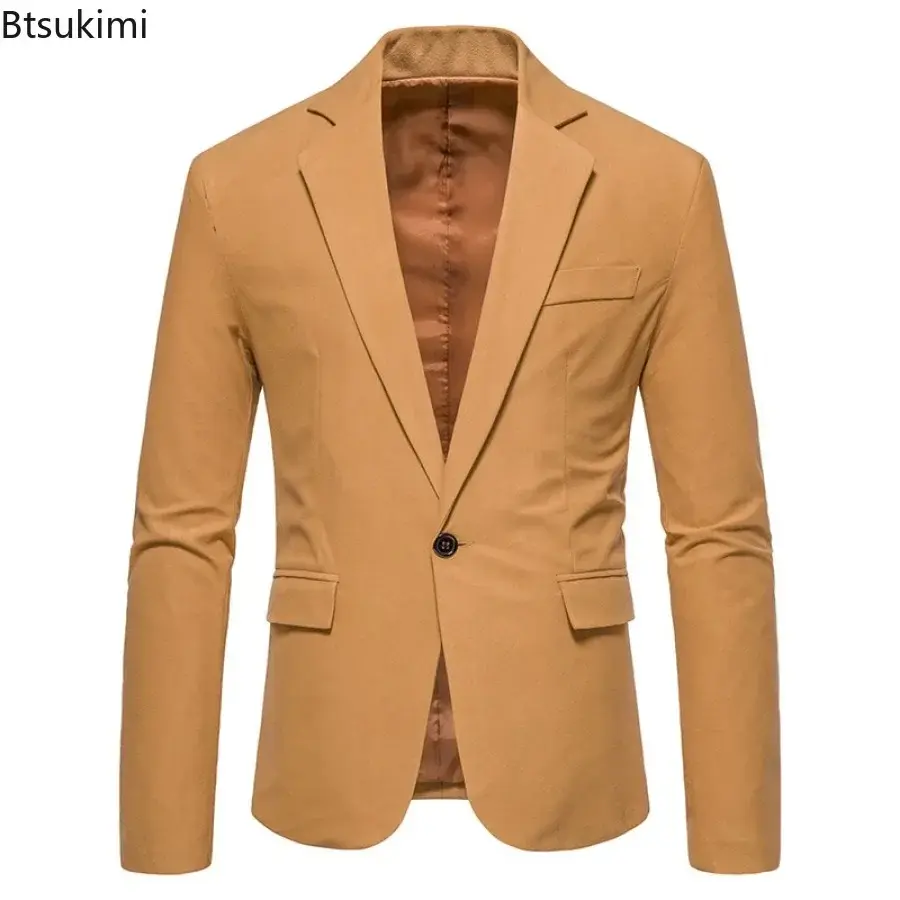 New Business Casual Suit Jacket High-grade Men's Suede Single Button Solid Slim Blazers 2025 Male Wedding Groom Dress Suit Tops