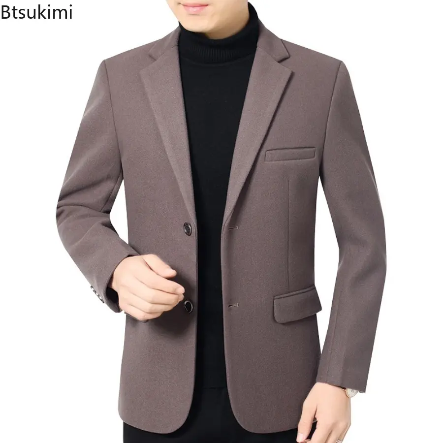 2025 Autumn and Winter New Suit Middle-aged Men's Fashion Casual Business Classic Wool Suit Jacket Solid Slim Non-ironing Coats