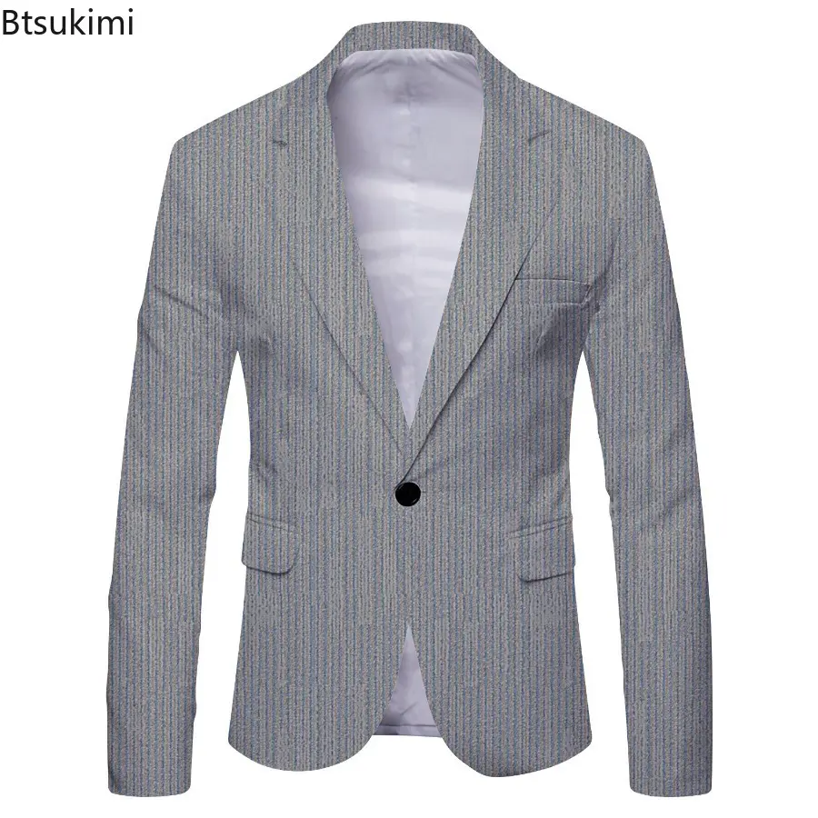 New 2025 Men's Spring Blazers Fashion British Style Slim Fit Business Casual Suit Coat Men Single-button Suit Office Formal Wear