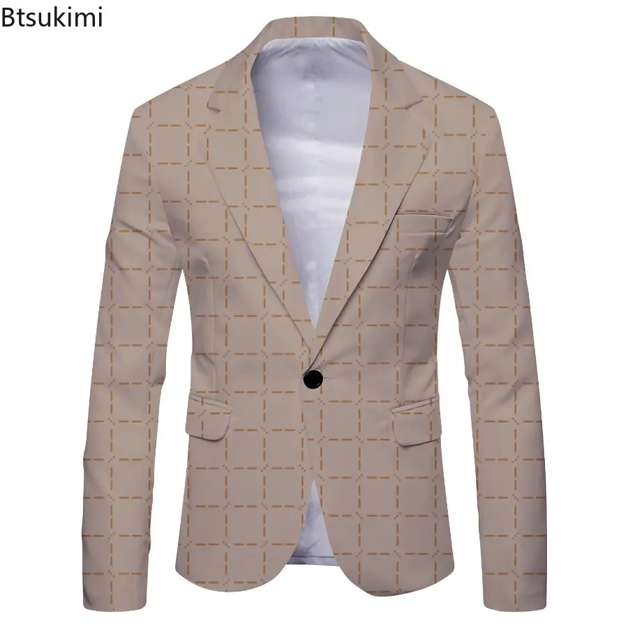 New 2025 Men's Spring Blazers Fashion British Style Slim Fit Business Casual Suit Coat Men Single-button Suit Office Formal Wear