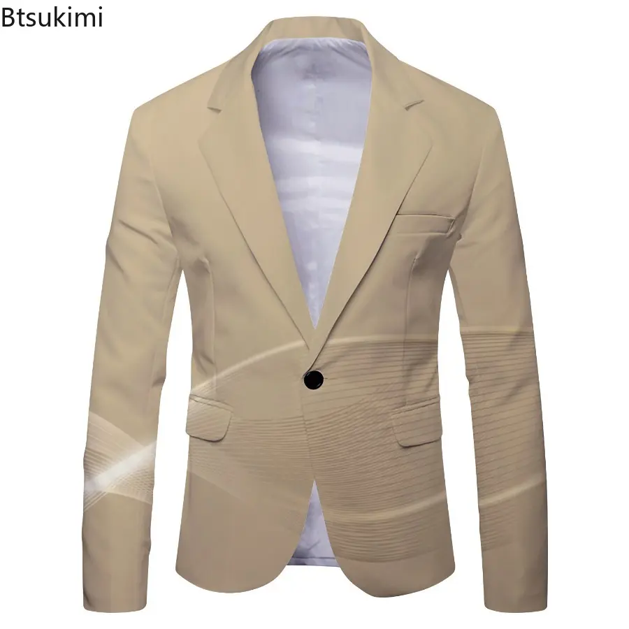New 2025 Men's Spring Blazers Fashion British Style Slim Fit Business Casual Suit Coat Men Single-button Suit Office Formal Wear