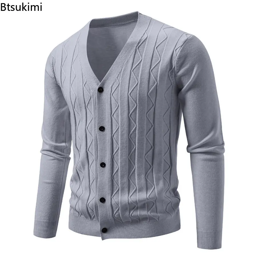 2025 Autumn Winter Men's Sweater Cardigan Fashion Slim Fit Knitted Coat for Men Single Breasted Sweatercoat Male Knit Outwear