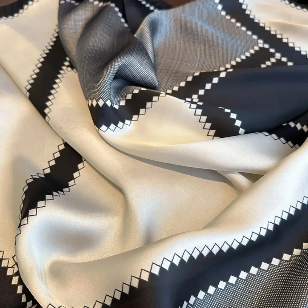 2024 Luxury Silk Shawl Square Scarf for Women Satin Hijab Fashion Wraps Neckerchief Female Hair Bands Ribbon Headband Bandana