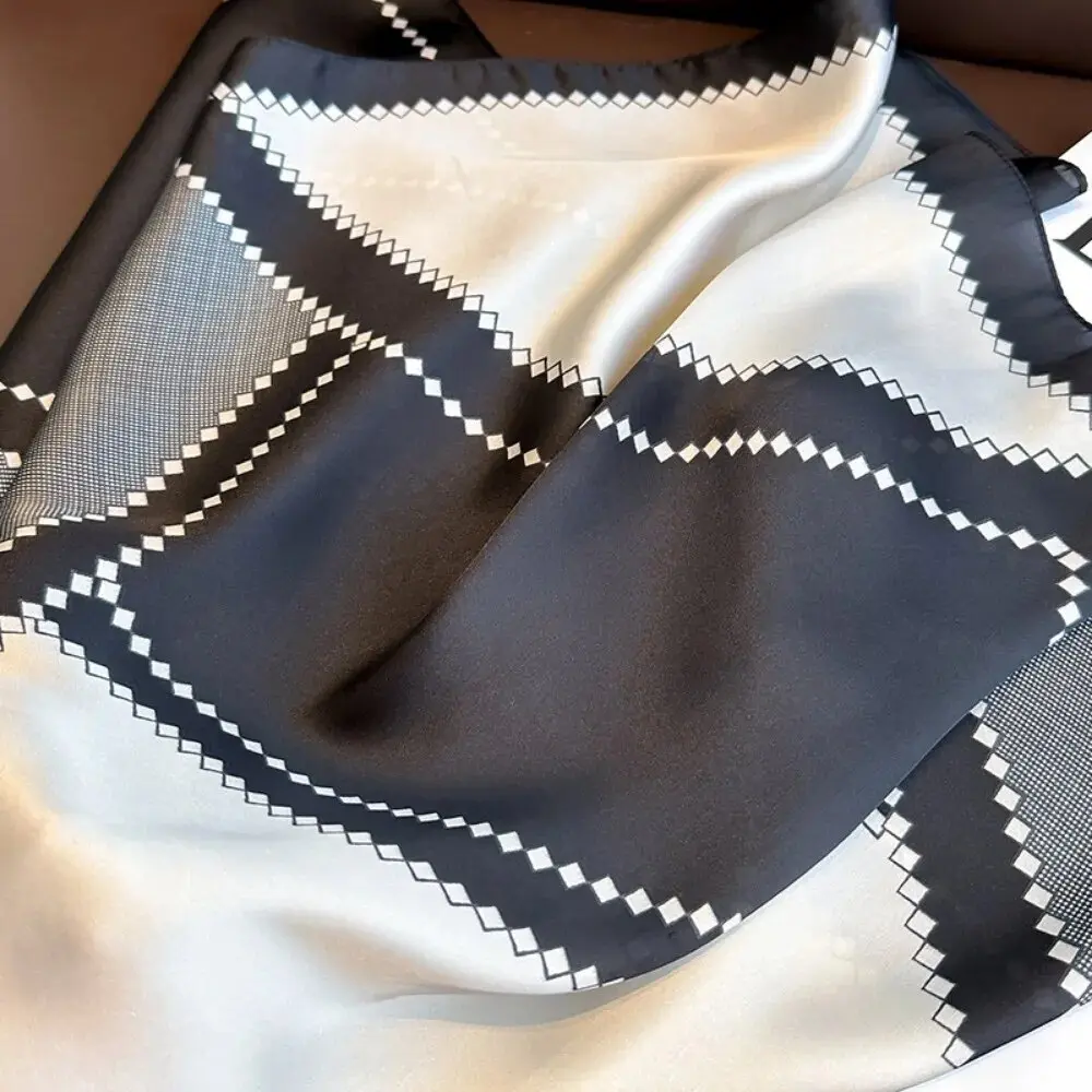 2024 Luxury Silk Shawl Square Scarf for Women Satin Hijab Fashion Wraps Neckerchief Female Hair Bands Ribbon Headband Bandana