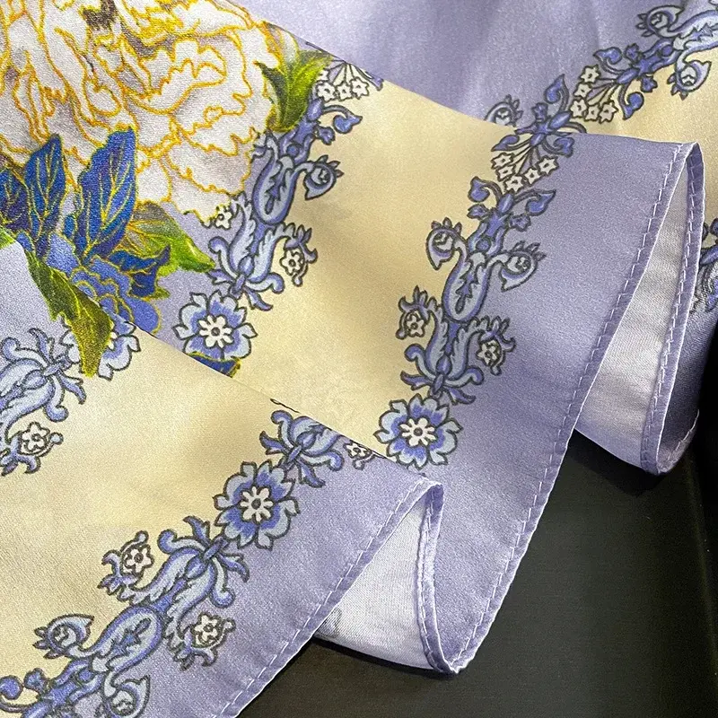 Luxury 2024 Floral Print Square Silk Scarf for Women Hijab Hair Bands Neckerchief Female Satin Shawl Ribbon Headband Fashion