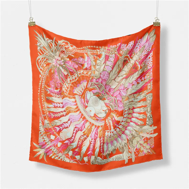 Luxury Print Silk Square Scarf Women Spring Neck Tie Shawl Wraps Female 53cm Hair Hand Wrist Headkercheif Hijab Bandana 2023