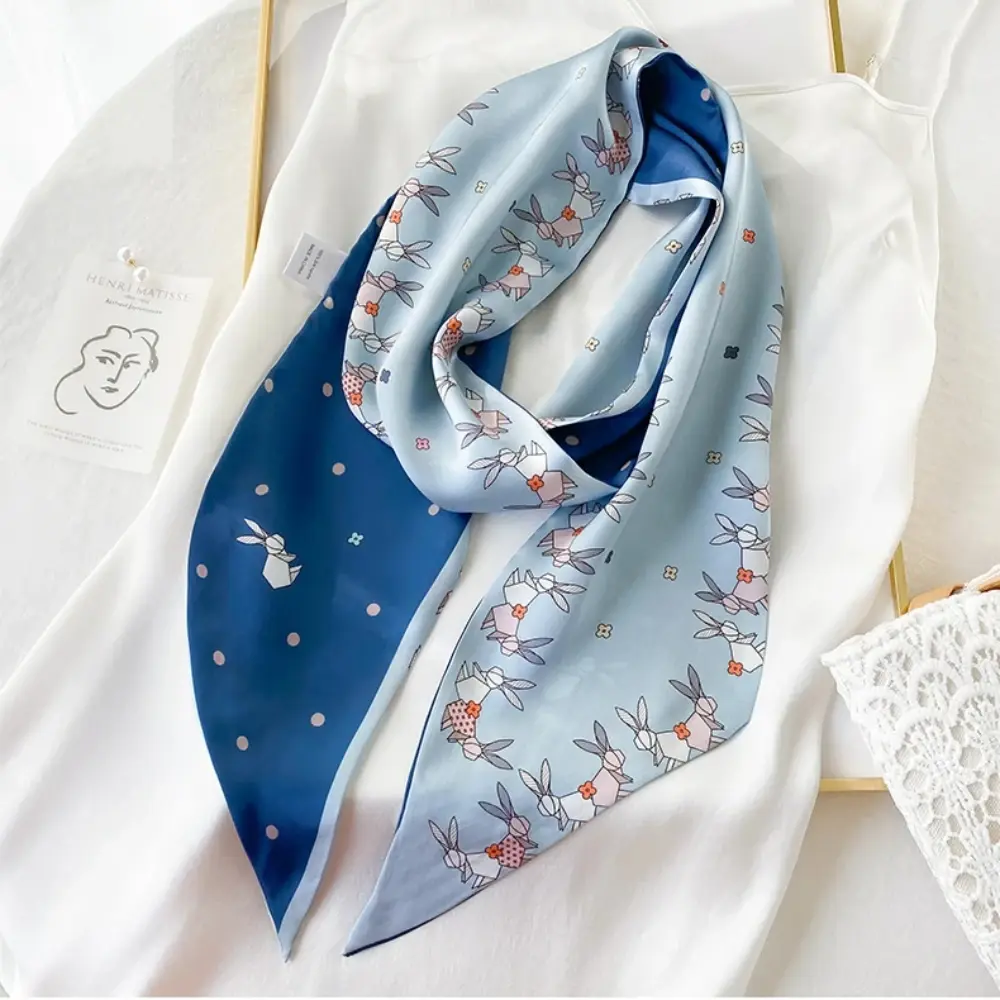 Spring/Summer Cute Kitten Ribbon For Women Soft Cozy Imitation Silk Scarf Classic Versatile Shawl Length Fashion Head Wraps