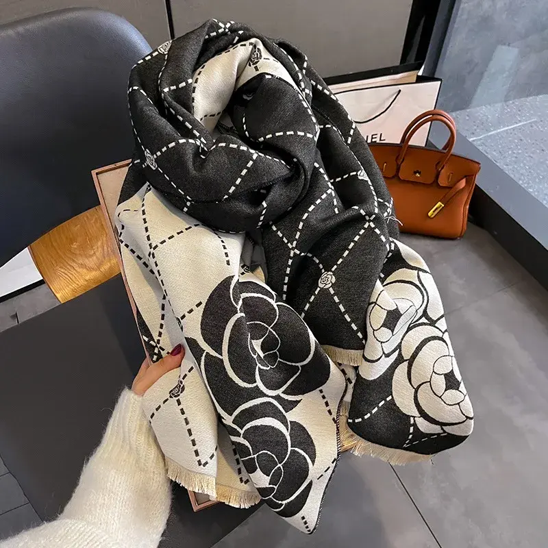 Brand Cashmere Winter Poncho Women Scarf Fashion Print Double Side Warm Pashmina Bufanda Shawl and Wraps Blanket Stoles Echarpe