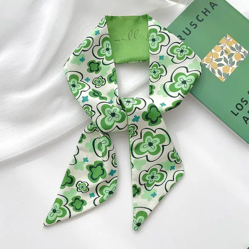 Green Set Multifunctional Silk Scarf Hairband Long Tied Bag Streamer Decorative Scarf Women's Hair Accessories