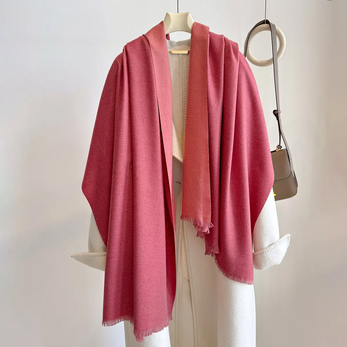 Spring Autumn Solid Color Warm Scarf Elegance Imitation Cashmere Length Scarf Pashmina Shawl Wrap Headscarf Winter Women Blanket