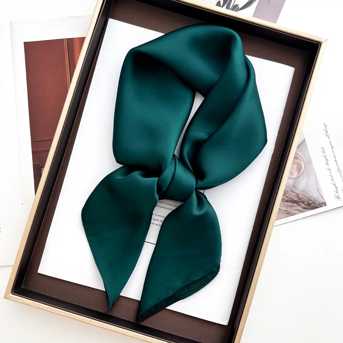 New Floral Print Silk Feeling 70cm Square Scarf Women Foulard Neckerchief Lady Satin Head Hijab Female Decorate Neck Ties