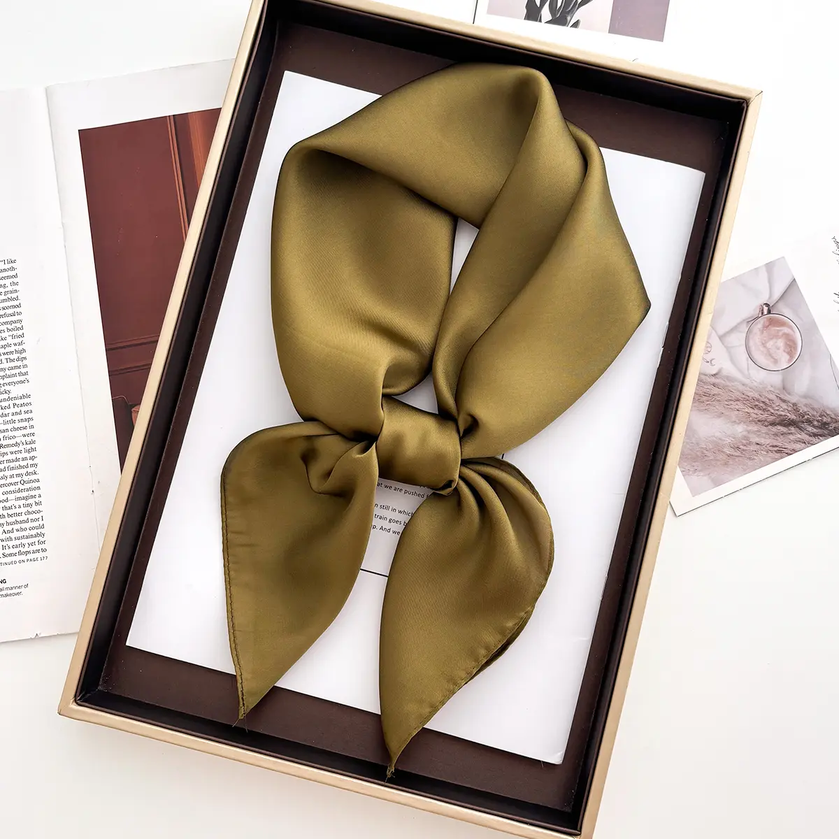 New Floral Print Silk Feeling 70cm Square Scarf Women Foulard Neckerchief Lady Satin Head Hijab Female Decorate Neck Ties