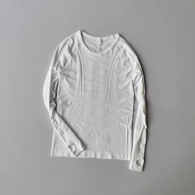 Yoga Clothes Sports Tops Women's Round Neck Long Sleeves Seamless Slimming Breathable Running Pula Speed Drying Fitness Clothes