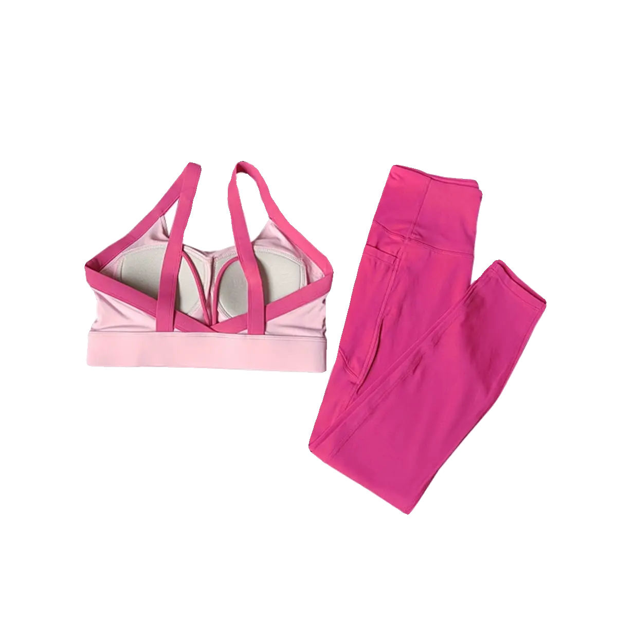 Yoga Suit Women's High Waist Hip Lifting Leggings Beautiful Back Shockproof Fixed Cup Sports Bra Set Underwear Outside Fitness