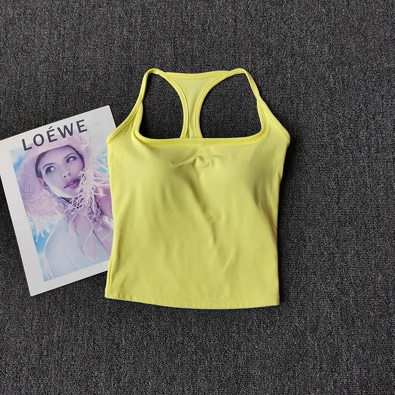 Fixed No Running Cup Yoga Underwear for Women Running Shockproof Cover for Side Breasts I-shaped Beauty and Sportswear Top Vest