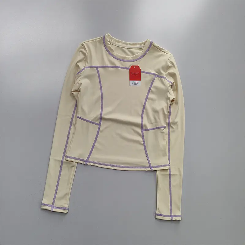 Curved Yoga Suit Long Sleeved Women's Training Slimming Sports Crop Top Quick Drying Running Fitness T-shirt Clothing
