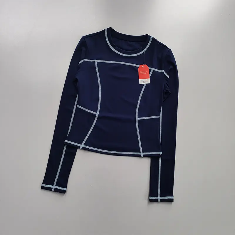 Curved Yoga Suit Long Sleeved Women's Training Slimming Sports Crop Top Quick Drying Running Fitness T-shirt Clothing