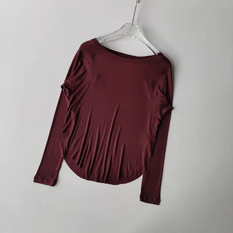 Modal Ribbed Autumn Winter Yoga Long Sleeved Outdoor Sports Top for Women Loose Fit Slimming Yoga Suit T-shirt Cover Up Shirts